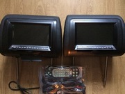 Мониторы-подголовники с DVD, USB/SD, AUX,  цвет чёрный под кожу